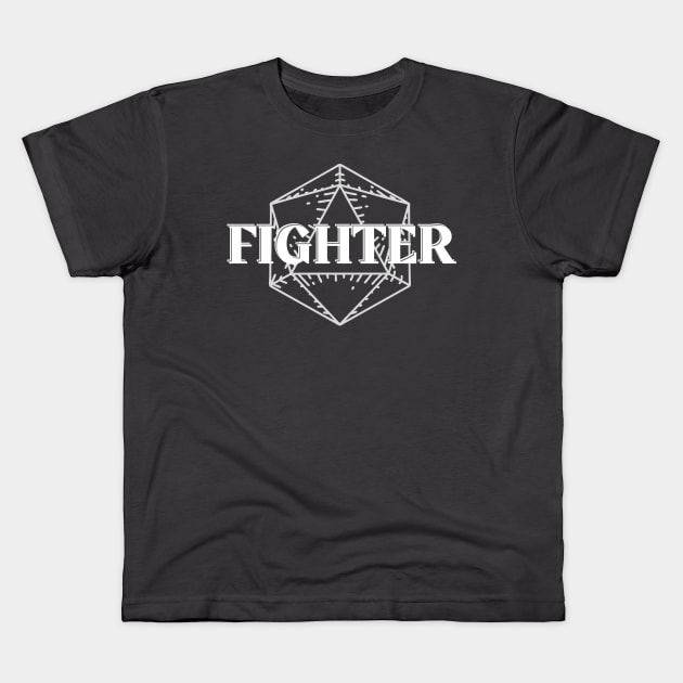 D20 Fighter Class Symbol Print Kids T-Shirt by DungeonDesigns